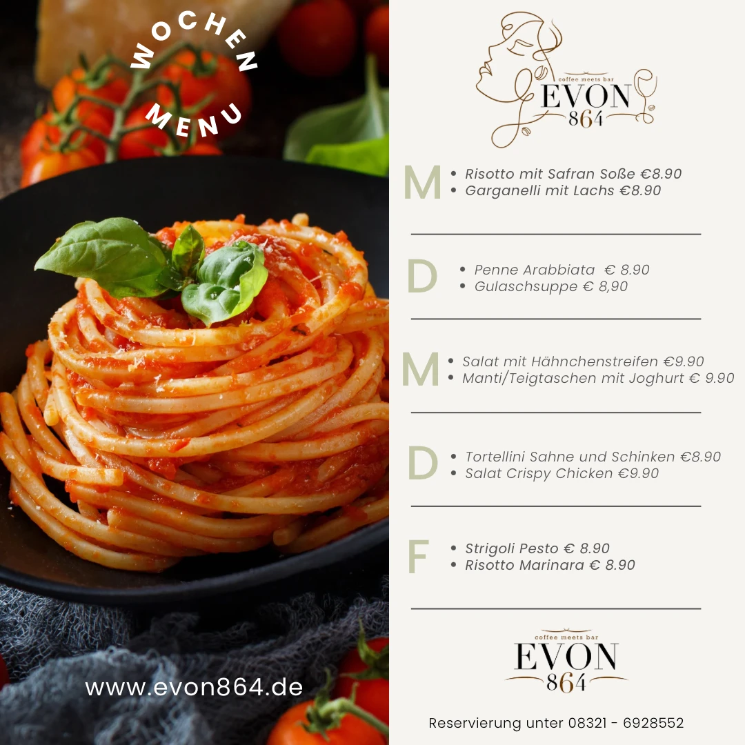 Wochen Menü Mittagessen EVON 864 